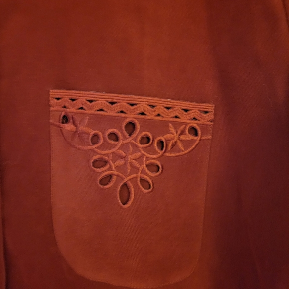 Burgundy Red Long Sleeve Jordan Woman Blouse - Picture 2 of 7